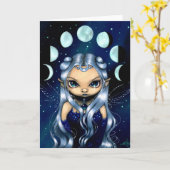 "Fee van de Veranderende Manen" Wenskaart Kaart (Gele Bloem)