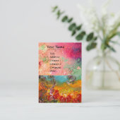 FEE VAN RODE BLOEMEN Roze Groene Bloemen Sparkles Visitekaartje (Staand voorkant)