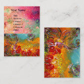 FEE VAN RODE BLOEMEN Roze Groene Bloemen Sparkles Visitekaartje (Voorkant / Achterkant)