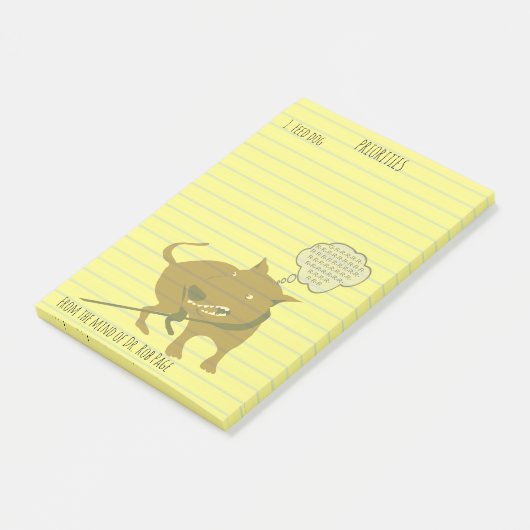 Feed Angry Dog Funny Priorities Custom 4x6" Post-it® Notes (Schuin)