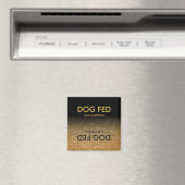 Feed Dog Herinneringsmagneet Zwart, Gouden Glitter Magneet (Insitu (Vaatwasser))