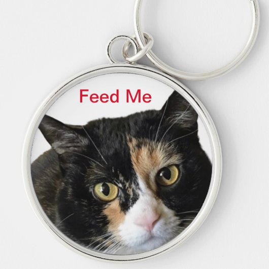Feed Me Cat Dog huisdier schattig schattig grappig Sleutelhanger (Voorkant)