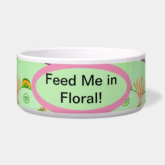 Feed Me in Floral!: Paws & Petals Keramische Pet B Voerbakje (Voorkant)