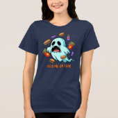Feed Me Or I Boo Ghost Halloween Tri-Blend Shirt (Voorkant)