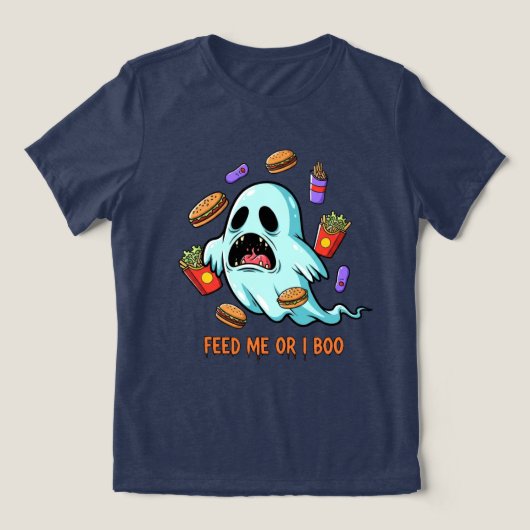 Feed Me Or I Boo Ghost Halloween Tri-Blend Shirt (Design voorkant)
