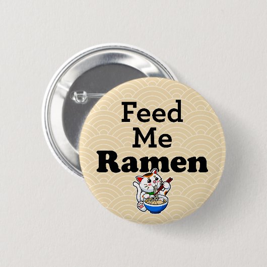 Feed Me Ramen- Schattige Cat Ronde Button 5,7 Cm (Voorkant /achterkant)