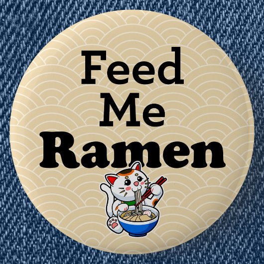 Feed Me Ramen- Schattige Cat Ronde Button 5,7 Cm
