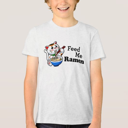 Feed Me Ramen- Schattige Cat Tri-Blend Shirt (Voorkant)