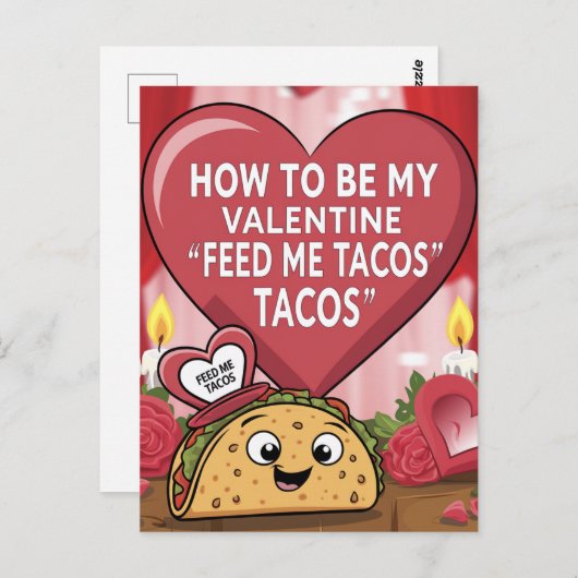 Feed Me Tacos Routebeschrijving om mijn Valentijn Briefkaart (Voorkant / Achterkant)