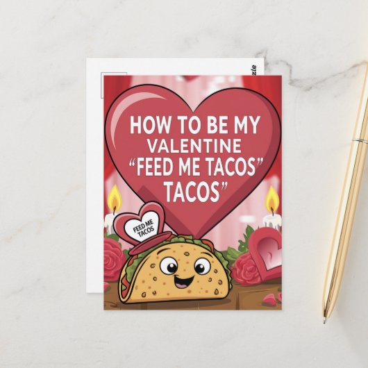 Feed Me Tacos Routebeschrijving om mijn Valentijn Briefkaart (Voorkant / Achterkant in situ)