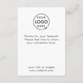 Feedback | Bedrijfs Onderzoek Logo Modern minimali Informatiekaartje (Achterkant)