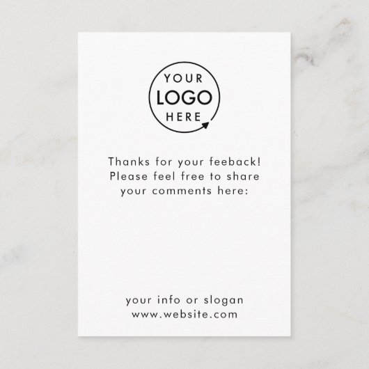 Feedback | Bedrijfs Onderzoek Logo Modern minimali Informatiekaartje (Achterkant)
