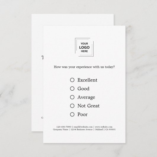 Feedback | Bedrijfs Onderzoek Logo Modern minimali Informatiekaartje (Voorkant / Achterkant)