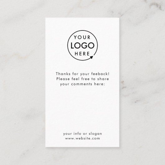Feedback | Moderne minimalistische Kaart van de Lo Visitekaartje (Achterkant)