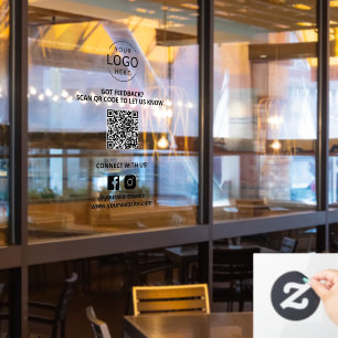 Feedback QR-code social media marketing winkel bor Raamsticker