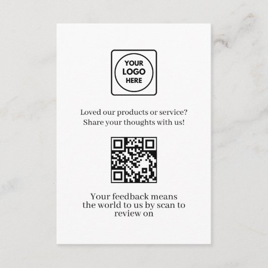Feedback QR | Customer Business Review Link Informatiekaartje (Voorkant)