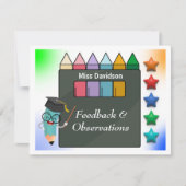 Feedback van de leerkracht op de leerling notitiekaartje (Voorkant)