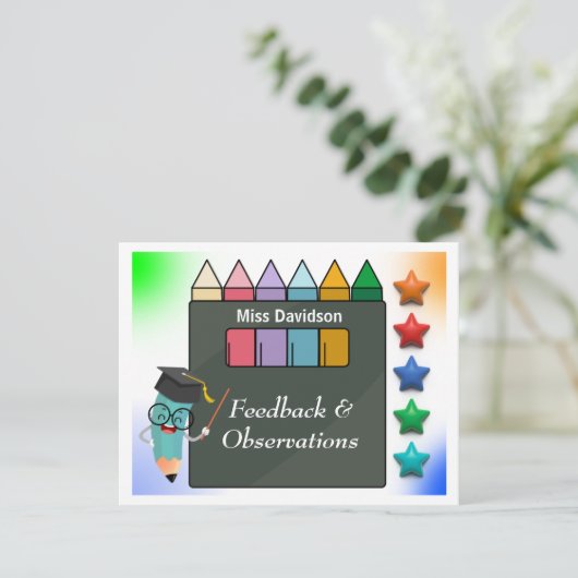 Feedback van de leerkracht op de leerling notitiekaartje (Staand voorkant)