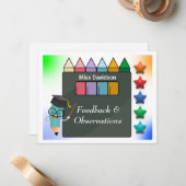 Feedback van de leerkracht op de leerling notitiekaartje (Voorkant / Achterkant in situ)