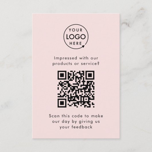 Feedback van klant | QR-code Bedrijfs Review Roze Informatiekaartje (Voorkant)