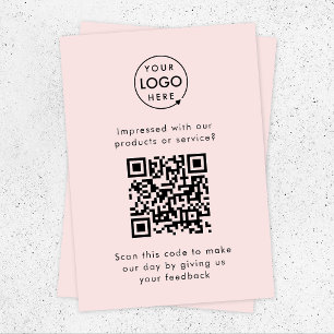 Feedback van klant   QR-code Bedrijfs Review Roze Informatiekaartje