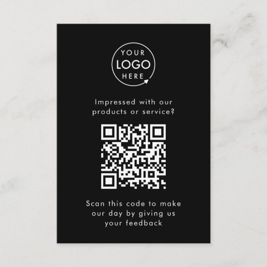 Feedback van klant | QR Code Black Business Review Informatiekaartje (Voorkant)