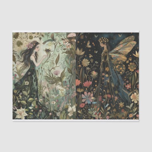 Feeën Dag / Nacht Decoupage Scrapbook Tissue Paper Tissuepapier (Voorkant)