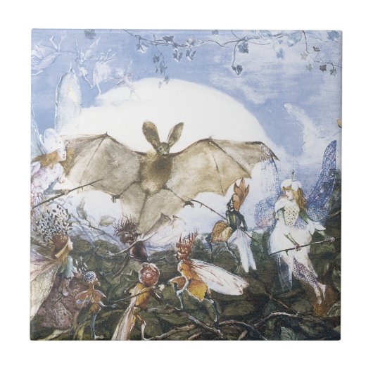 feeën die een bat aanvallen tegeltje (Voorkant)