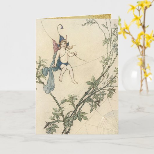  feeën en een spinnenweb kaart (Gele Bloem)