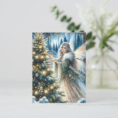 Feeën en kerstbomen in het betoverde bos feestdagenkaart (Staand voorkant)