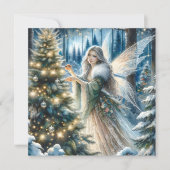 Feeën en kerstbomen in het betoverde bos feestdagenkaart (Voorkant)