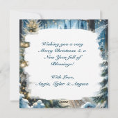 Feeën en kerstbomen in het betoverde bos feestdagenkaart (Achterkant)