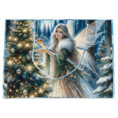 Feeën en kerstbomen in het betoverde bos groot cadeauzakje (Voorkant)