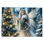 Feeën en kerstbomen in het betoverde bos groot cadeauzakje (Achterkant)