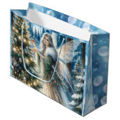 Feeën en kerstbomen in het betoverde bos groot cadeauzakje (Voorkant Gekanteld)