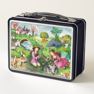 Feeën en kinderen en dieren metalen lunchbox