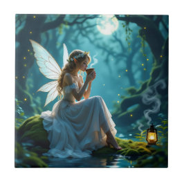 Feeën en koffie betoverd bos tegeltje
