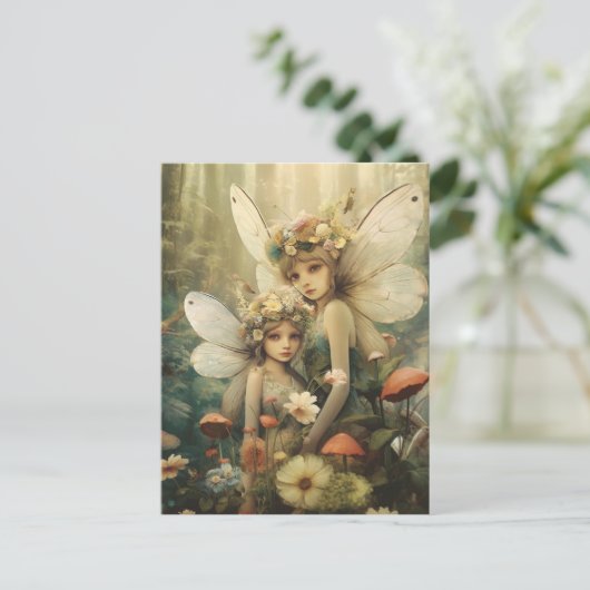 Feeën en paddenstoelen in de Bossen Briefkaart (Staand voorkant)