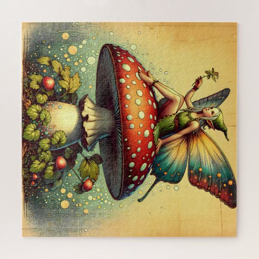 feeën en paddenstoelen legpuzzel (Horizontaal)