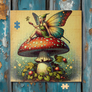 feeën en paddenstoelen legpuzzel