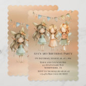  feeën en vrienden meisje verjaardagsfeestje kaart (Voorkant / Achterkant)