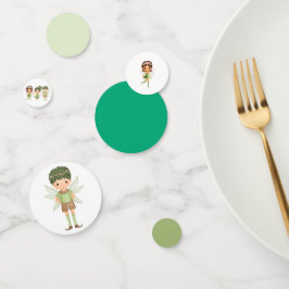 Feeën Gekleed in een groene papieren kom Confetti