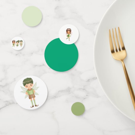 Feeën Gekleed in een groene papieren kom Confetti (Groep)