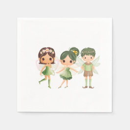 Feeën Gekleed in een groene papieren kom Servet