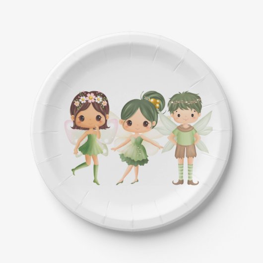 Feeën gekleed in het groen papieren bordje (Voorkant)