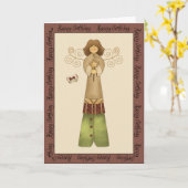 Feeën in de tuin Verjaardag Groet 2 Kaart (Gele Bloem)