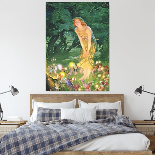 Feeën in het maanlicht canvas afdruk (Insitu (Slaapkamer))