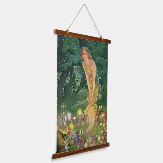 Feeën in het maanlicht hangend wandkleed (Gebogen)