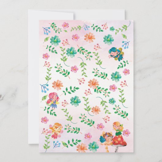 Feeën, magische verjaardagsuitnodiging kaart (Achterkant)