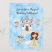 Feeën, Prinses en Kasteel Verjaardag Uitnodiging (Voorkant / Achterkant)
